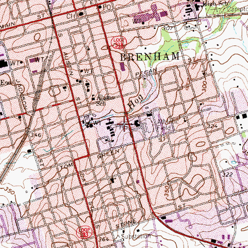 Topographic Map of Brenham Alternative School, TX