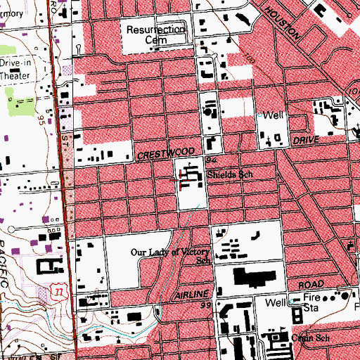 Topographic Map of Shields Accelerated Learning Magnet School, TX