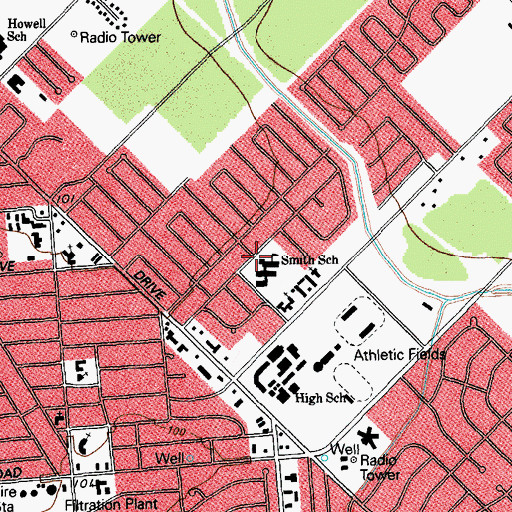 Topographic Map of Smith Elementary School, TX