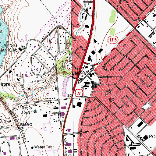 Topographic Map of Stanly Elementary School (historical), TX
