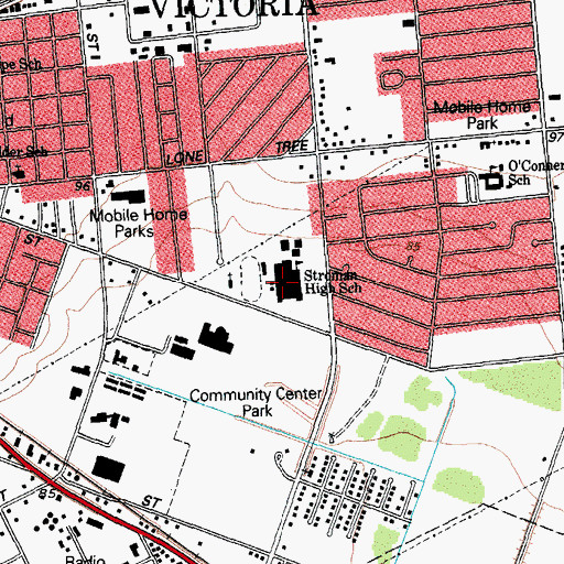Topographic Map of Stroman High School, TX