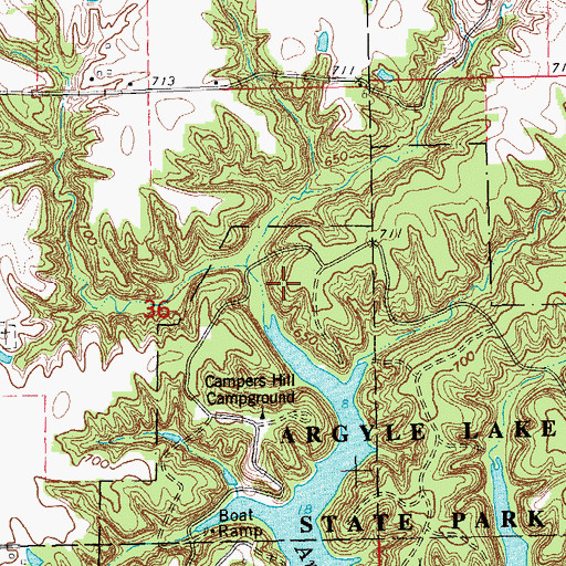 Topographic Map of Argyle Hollow Barrens Nature Preserve, IL
