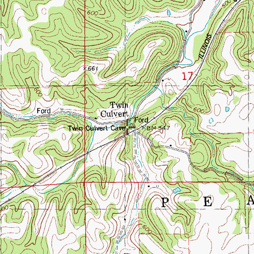 Topographic Map of Twin Culvert Cave Nature Preserve, IL