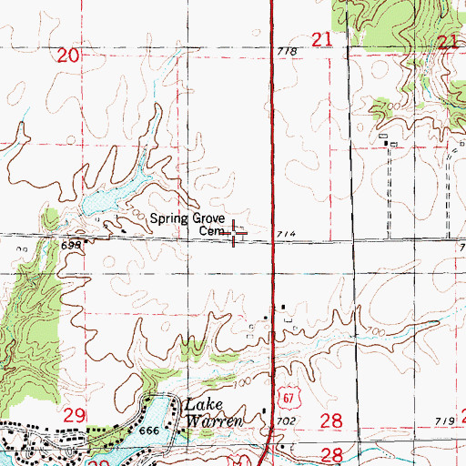 Topographic Map of Spring Grove Cemetery Prairie Nature Preserve, IL