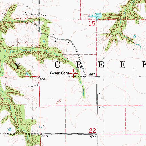 Topographic Map of Byler Cemetery Savanna Nature Preserve, IL