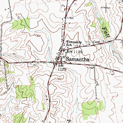 Topographic Map of Samantha Post Office (historical), OH
