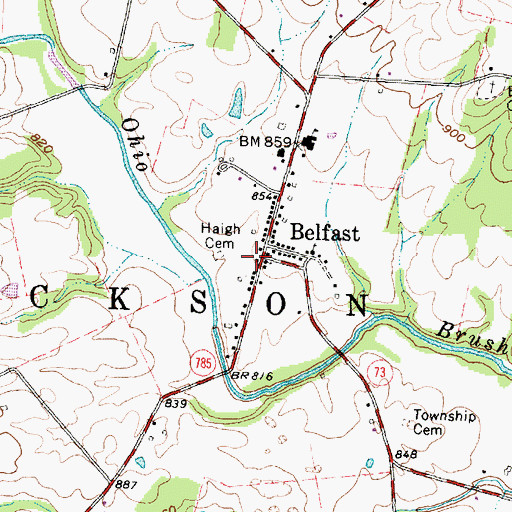 Topographic Map of Belfast Post Office (historical), OH