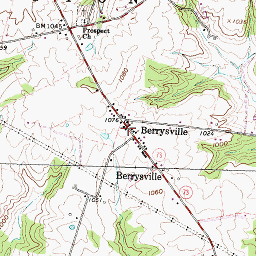 Topographic Map of Berrysville Post Office (historical), OH