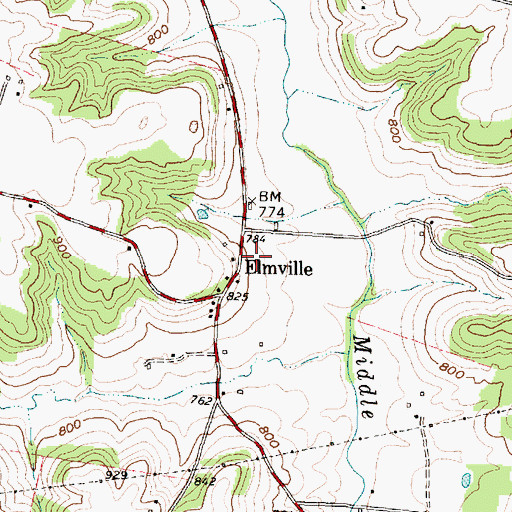 Topographic Map of Elville Post Office (historical), OH