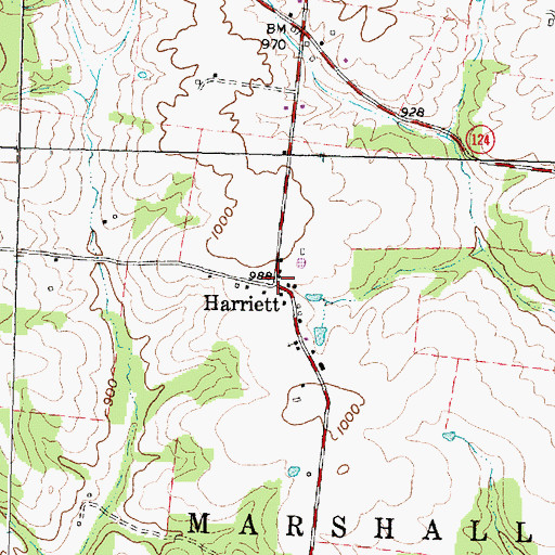 Topographic Map of Harriet Post Office (historical), OH