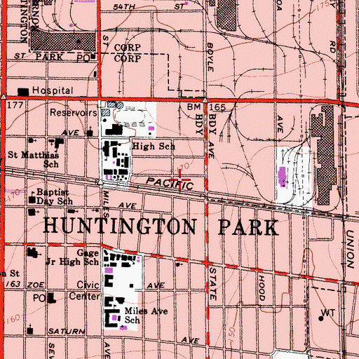 Topographic Map of San Antonio Elementary School, CA