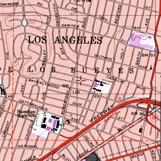 Topographic Map of Shenandoah Elementary School, CA