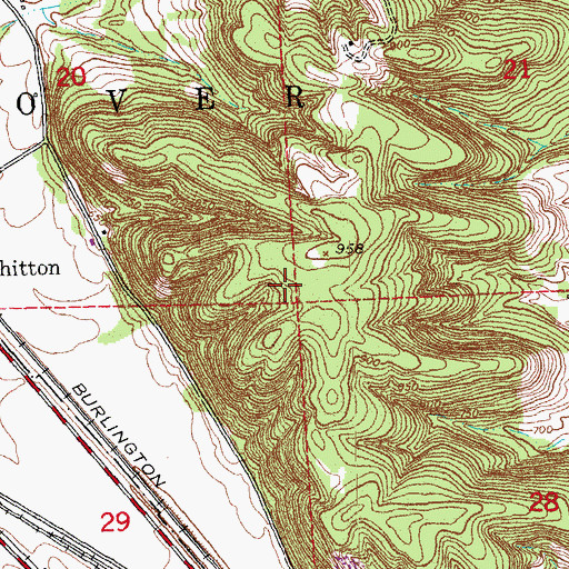 Topographic Map of Hanover Bluff Nature Preserve, IL