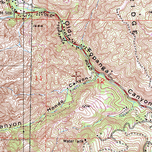 Topographic Map of Topanga Elementary School, CA