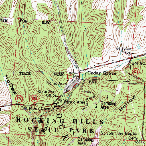 Topographic Map of Cedar Grove Post Office (historical), OH