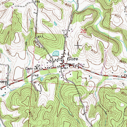 Topographic Map of Gore Post Office (historical), OH