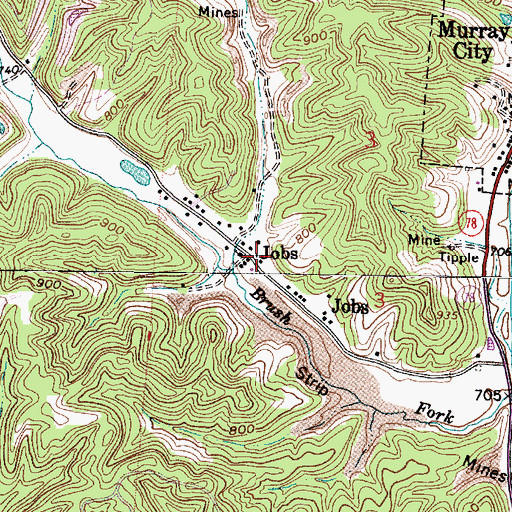 Topographic Map of Jobs Post Office (historical), OH