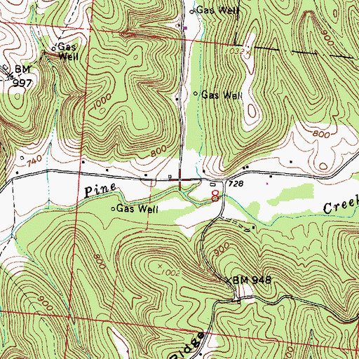 Topographic Map of Pursell Post Office (historical), OH