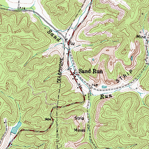 Topographic Map of Sandrun Post Office (historical), OH