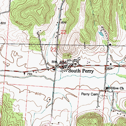 Topographic Map of South Perry Post Office (historical), OH