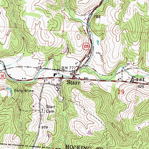 Topographic Map of Starr Post Office (historical), OH