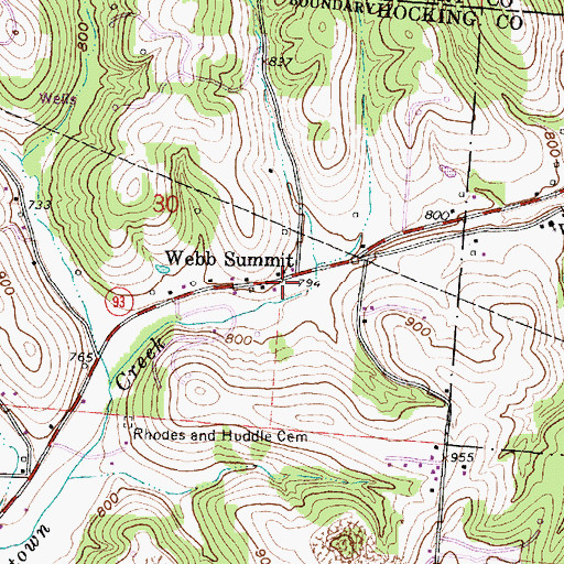 Topographic Map of Webb Summit Post Office (historical), OH