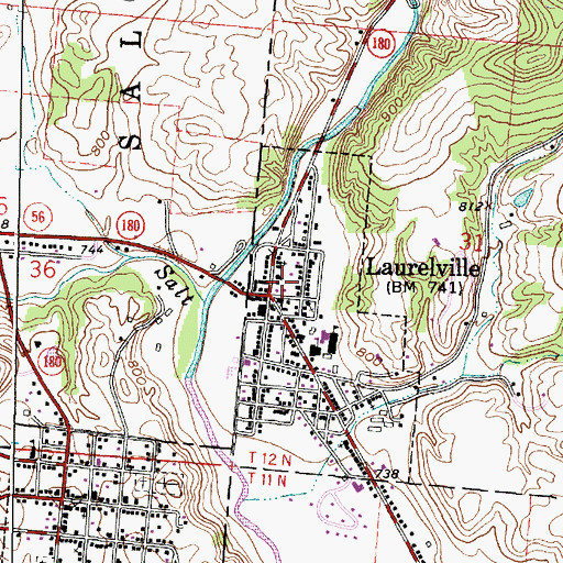 Topographic Map of Laurelville Post Office, OH