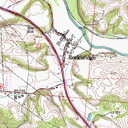 Topographic Map of Rockbridge Post Office, OH