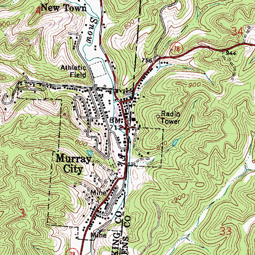 Topographic Map of Murray City Post Office (historical), OH