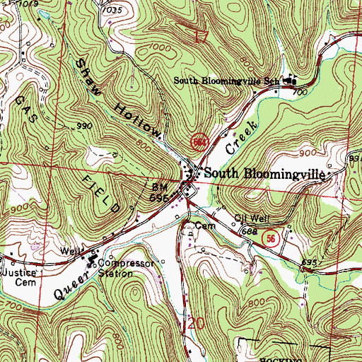 Topographic Map of South Bloomingville Post Office, OH