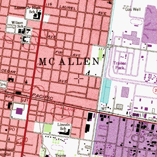 Topographic Map of Bryan's Addition Colonia, TX