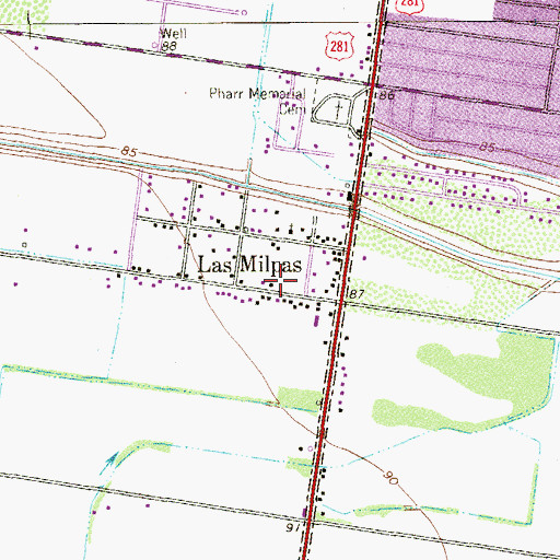 Topographic Map of Beto's Acres Colonia, TX
