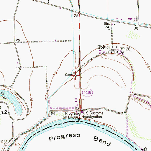 Topographic Map of B and P Bridge Colonia, TX