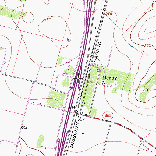 Topographic Map of Derby Colonia, TX