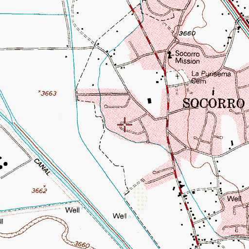 Topographic Map of Socorro Village Addition Colonia, TX
