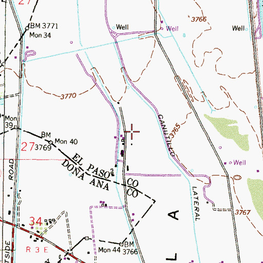 Topographic Map of Ponderosa Mobile Home Colonia, TX