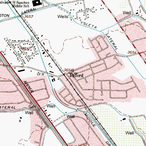 Topographic Map of Lynn Park Replat Colonia, TX