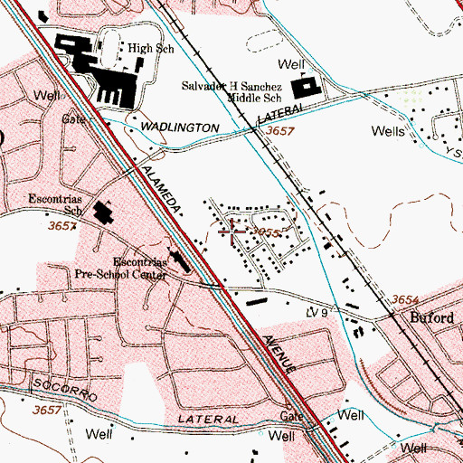 Topographic Map of Monterosales Colonia, TX