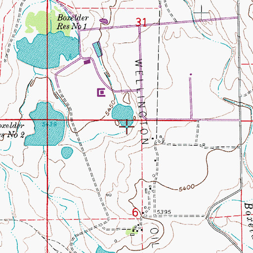 Topographic Map of Box Elder Number 5 Dam, CO