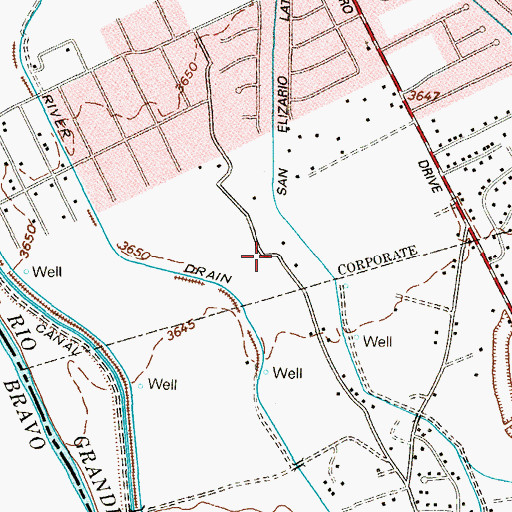 Topographic Map of Dindinger Road Colonia, TX