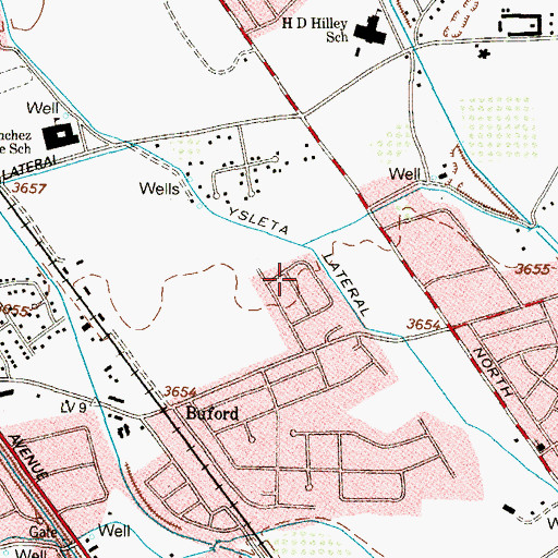 Topographic Map of Ellen Park Colonia, TX