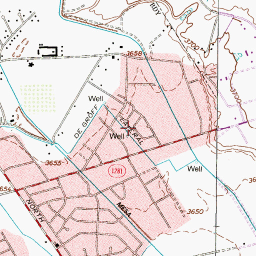 Topographic Map of Hillcrest Manor Colonia, TX