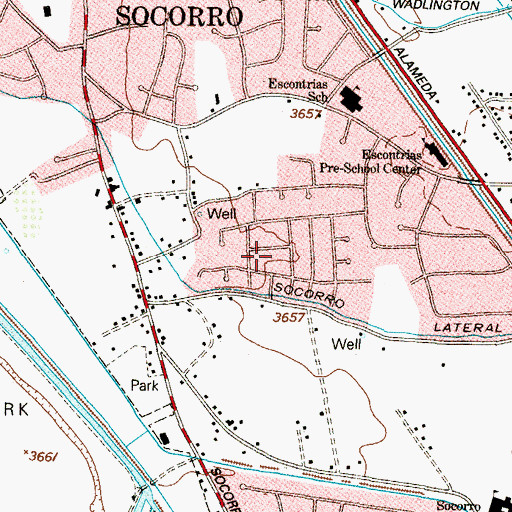 Topographic Map of Alameda Estates Colonia, TX