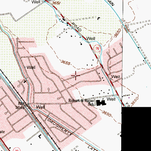 Topographic Map of Bauman Estates Colonia, TX