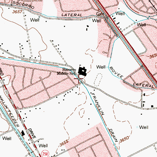 Topographic Map of Bovee Road Colonia, TX