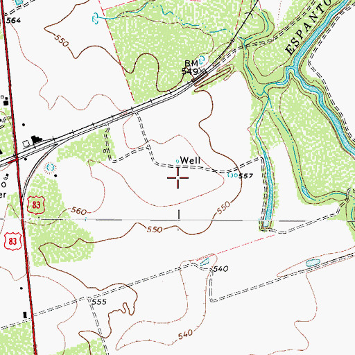 Topographic Map of Espantosa Colonia, TX