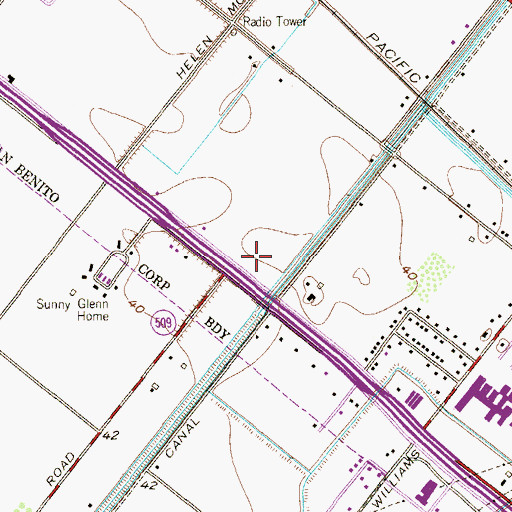 Topographic Map of Palacios Estates Colonia, TX