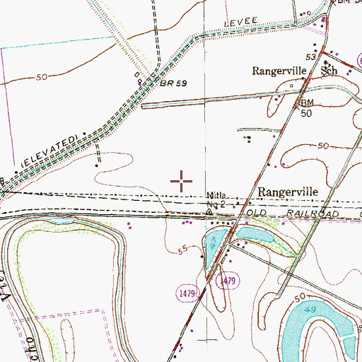 Topographic Map of Rangerville Colonia, TX