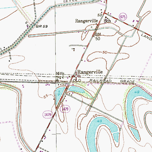 Topographic Map of Rangerville Estates Colonia, TX