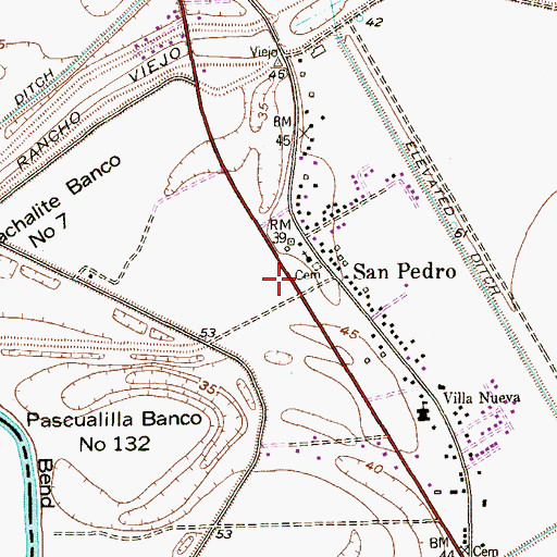 Topographic Map of San Pedro Colonia, TX
